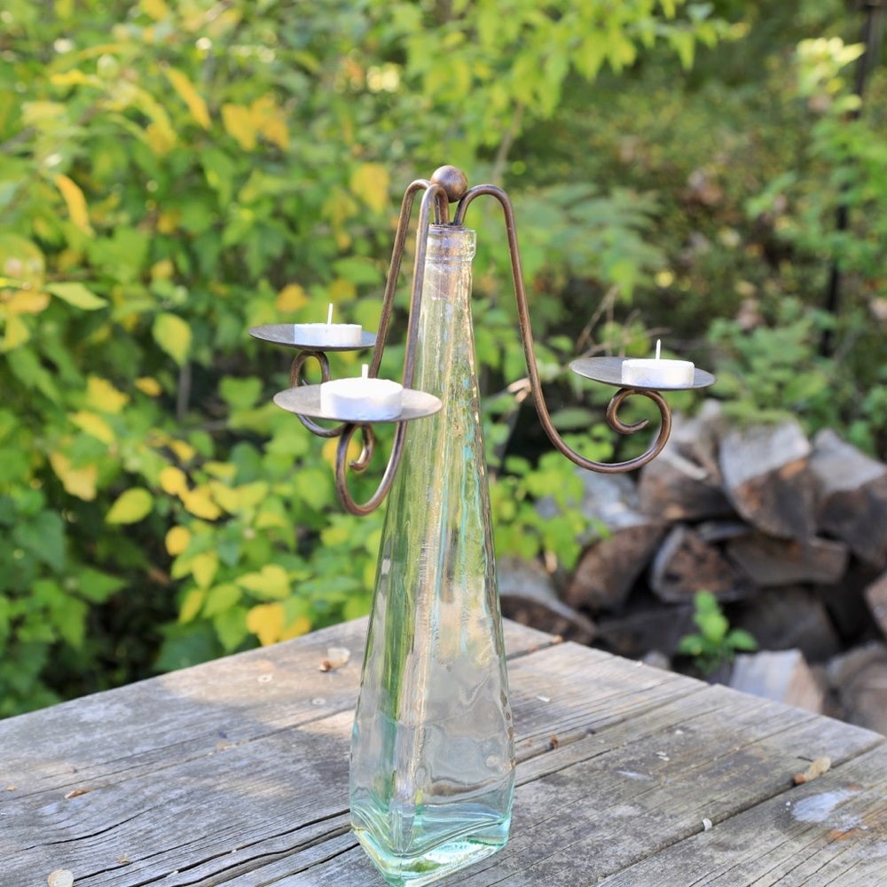 Triangular Glass Vase Candelabra - Picture 8 of 11